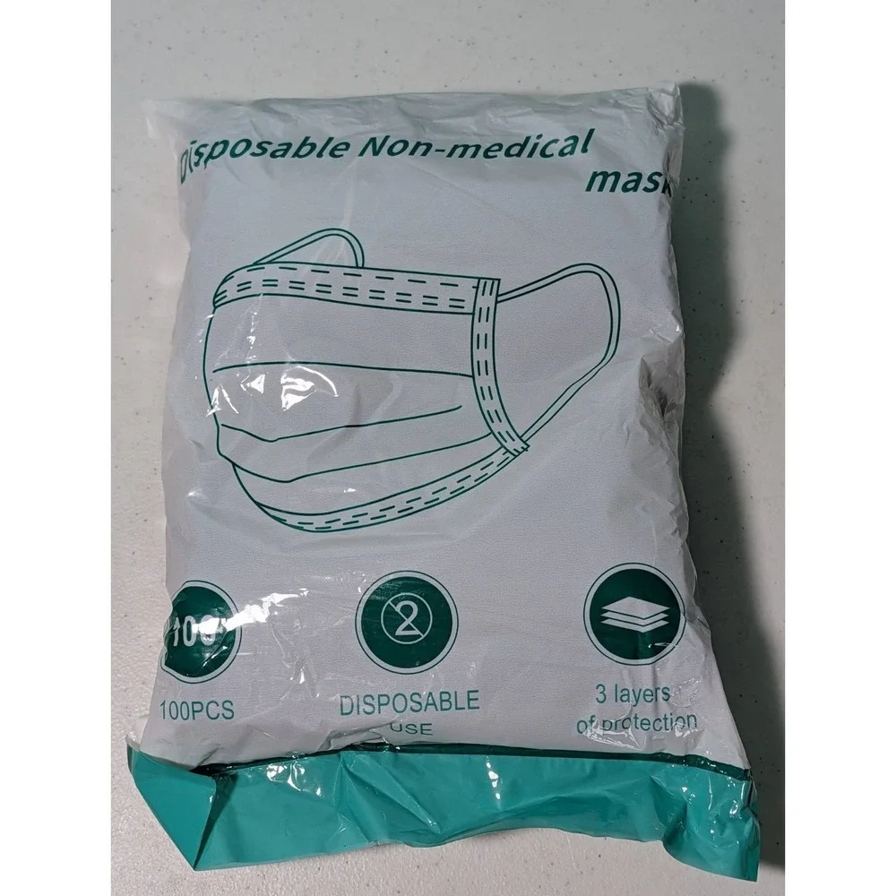 Disposable Non-Medicl Fask Mask 3 Layer Protection 100 Pcs New